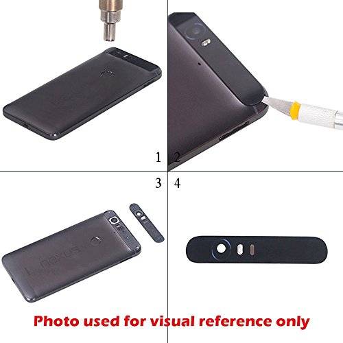 OmniRepairs-Rear Facing Glass Camera Lens Frame Assembly Replacement For Huawei Google Nexus 6P with Pre-installed Adhesive and Repair Toolkit