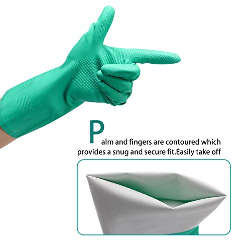 Gayisic Latex Gloves, Nitrile Cleaning Gloves Reusable, Household, Kitchen, Dishwashing Heavy Duty Gloves,Resistant to Oil, Acid, Alkali and Solvent (Large,2 Pack) - Thumbnail 5