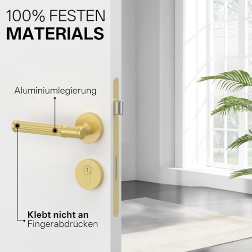 Amerdeco 1 Pack Brushed Gold Door Handles Interior Door Handles Set Internal Door Handles Internal Sets Bathroom Door Handle UK0055