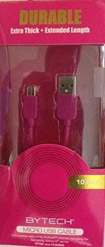 Bytech Micro USB Cable (Extra Thick+Extended Lenght 10 Feet) Fucia