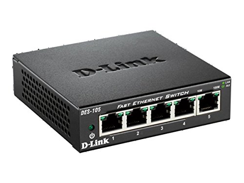 D-Link 5 Port 10/100 Unmanaged Metal Desktop Switch (DES-105)