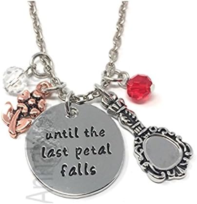 AnnaKJewels Until the last petal falls necklace Beauty and the beast necklace, hand stamped