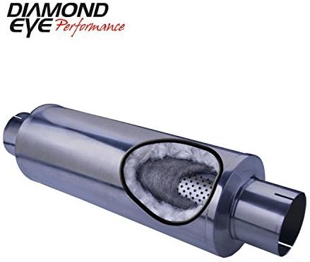Diamond Eye Performance Muffler, 4In; Single In / Single Out: 409 Stainless Perforated Packed 27In Long - 470050