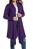 Zeagoo Women's Long Sleeve Draped Open Front Fall Winter Cardigan Sweater (XXL, Purple)