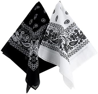 Paisley Assorted Cotton Bandanas set, Pack of 2 (Black /White)