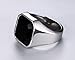 Huanian Jewelry Fashion Stainless Steel Signet Rings with Black Agate for Men,Size 8