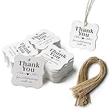 SallyFashion 150 PCS Paper Gift Tags Thank You Gift Tags with String for DIY Tha