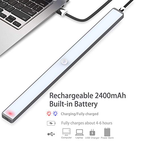78 LED Closet Light, Newest Rechargeable LED Motion Sensor Under Cabinet Lights Wireless Stairs/Garage/Safe Night Lighting with 2400 mAh battery (2 Sensor Modes) - Thumbnail 6