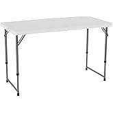 LIFETIME Fold-in-Half Adjustable Folding Table, 4 Foot