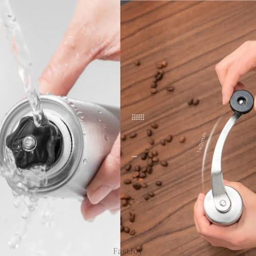 Moedor de Café Manual em Aço Inoxidável Portátil com Manivela Ajustável Com Ajuste de Moagem Premium