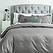 SUSYBAO Gray Duvet Cover Twin Size 100% Cotton 2 Pcs Set 1 Solid Color Single Duvet Cover with Zipper Ties 1 Pillow Sham Hotel Collection Grey Bedding Set Soft Lightweight