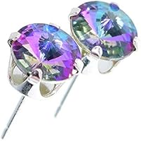 pewterhooter 925 Sterling Silver stud earrings for women made with sparkling Starlight crystal from Swarovski®. London...