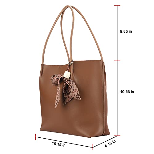 Marengo Vintage Genuine Leather Tote Bag Handbag Shopper Purse Shoulder Bag for Women Office Laptop Bag Brown