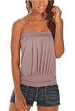 Kriscate Women's Strapless Pleated Pure Color Tube Top