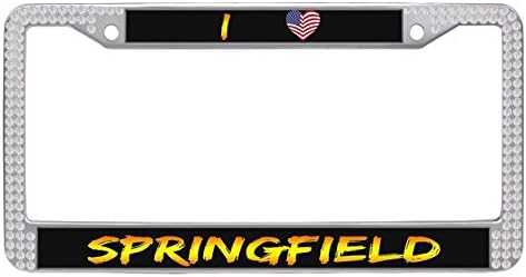 Springfield License Plate Frames Personalized - Dasokao White Rhinestones Bling Glitter License Frames Of Illinois With Screws And Caps