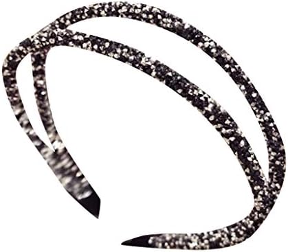 Youdong Full diamond hair band headband super flash double fine crystal side Vintage Headband Elastic Printed Head Wrap Hairband Twisted with Knot Boho Accessories Cocktail Hat Feather Mesh Flower