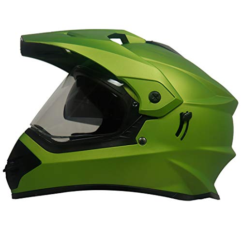 Steelbird Off Road Motocross Helmet with Double Visor Helmet For Men (Large 600 MM, Matt Y.Green aerodynamics enabled)