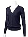Women's Button Down V-Neck Long Sleeve Knit Cardigan with Sleeve Button Detail Navy M