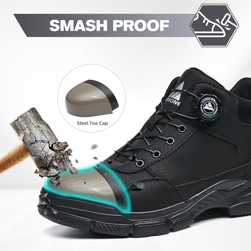 Safety Boots for Men Women Waterproof Work Boots Lightweight Safety Shoes Non-Slip Safety Footwear with Steel Toe Slippers Work Swivel Buckle