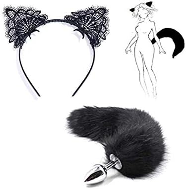 Stainless Steel Fox B-ütt an-âl Pl-ùg T-ö-ys tail Headband Headwear for Prom Party Costume Cosplay