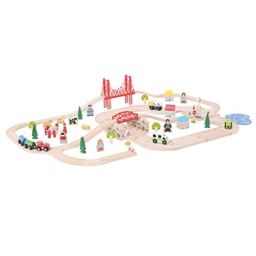 Bigjigs Rail Rural Rail and Road Set - Other Major Wooden Rail Brands are Compatible