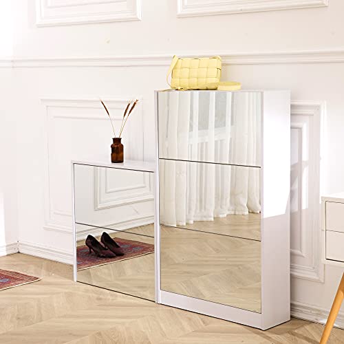 GLS Floor Standing Full Length Mirror Shoe Tier Closet Shoe