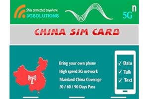 3G SOLUTIONS China Unicom Sim Card 5G Network 20GB Data, 300 Minutes Talk Plus 300 Texts