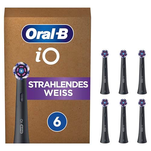 Oral-B iO Strahlendes Weiss Aufsteckbürsten für elektrische Zahnbürste, 6 Stück, aufhellende Zahnreinigung, original Zahnbürstenaufsatz für Oral-B iO