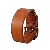 Jenia Simple Wide Belt Style Genuine Leather Bracelet Wristaband Cuff Bangle For Men Women