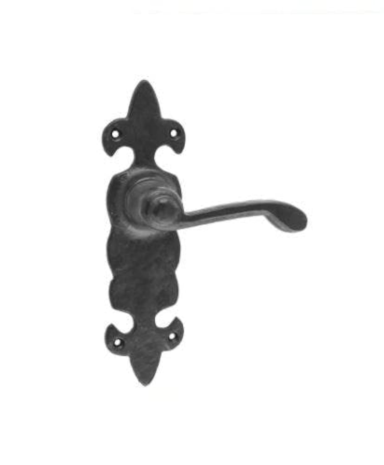 Designer Levers - Fleur-De-Lis Lever Door Handle - Antique Black - 1 Pair - Fixings Included - Latch - 190mm - Interior/Exterior Use