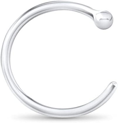 14k White Gold Nose Hoops Open Nose Rings 1/4" 9/32" 5/16" 3/8" 22G 20G 18G