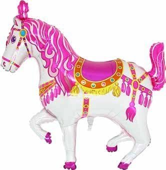 Grabo 35 Inch Pink Circus/ Carousel/ Carnival Horse Shaped Foil Balloon by natcha fon