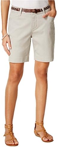 Lee Platinum Women's Natural Classic-fit Belted Shorts Beige size 16 M