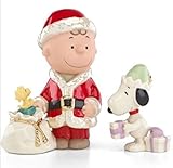 Lenox Fine Porcelain China Charlie Brown's Christmas Delivery Snoopy 2pc Figurine Set - 3.75