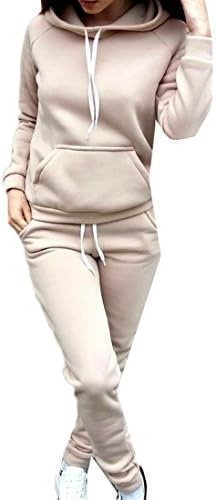 ARRIVE GUIDE Womens Kangaroo Pocket Hoodies Sweatshirt Solid Pant Suit Tracksuit Set 2 XS