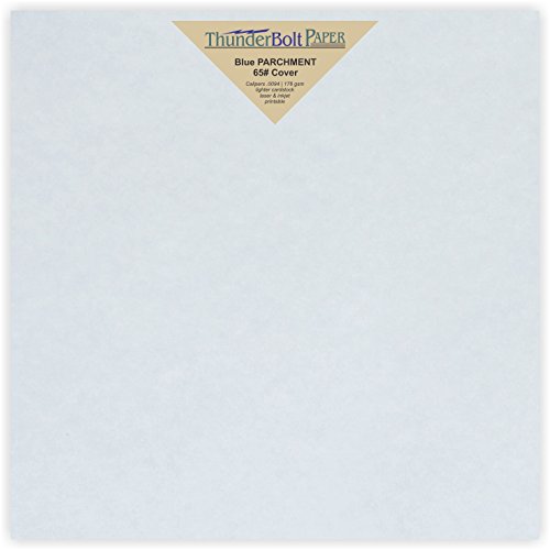 50 Blue Parchment 65lb Cover Weight Paper 9" X 9" (9X9 Inches) Scrapbook Album Cover Square Size - Printable Old Parchment Semblance