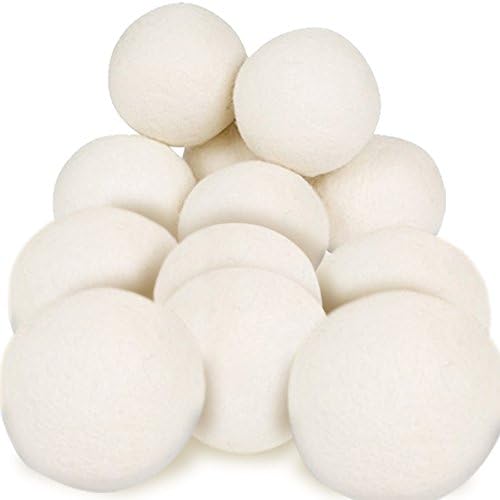 Dryer Balls - 12 Pack XL Premium 100% Organic Wool - Reusable Natural Fabric Softener Ball (12 Pack)
