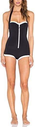 SuperMai Solid Color Thick Tight Sexy Halter Wear High Elastic Widening Thickened Conservative Sugan Swimsuit(Black£