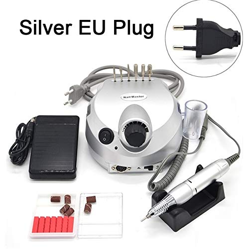 Professional Nail Polisher Tools Nail Art File Bits Manicure Kit 35000 RPM 110V/220V Silver Electric Nail Drill Machine - (Color: Silver EU Plug)