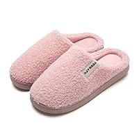 ALOFTT Womens Slippers Memory Foam Fluffy Warm Non-Slip Comfortable Slip-on House Shoes Plush Indoor & Outdoor Winter (Women4-5, Pink)