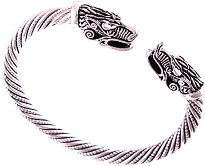 Viking Pagan Gothic Wolf Head Pewter Bracelet Norse Jewelry Viking Bracelet Totem Bracelet