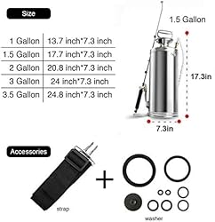 Kweetle 1.5Gal Stainless Steel Pump Up Sprayer