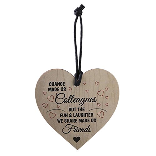 Iuhan Chance Made Us Colleagues Fun and Laughter Lovely Wooden Heart Plaque Wine Tags (B)