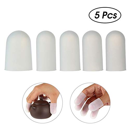 Leegoal Silicone Finger Protectors 5pcs, Reusable Finger Covers Guards Heat Resistant Finger Gloves for Heat Cooking Baking Barbecue BBQ