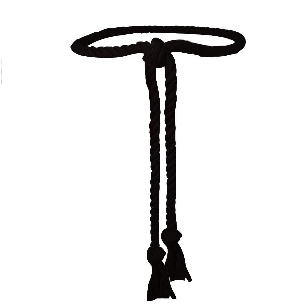 Photo 1 of NONGFUGE Simple Natural Black Cotton long Waist Rope Belt Medieval Plus Size For Girl Women Ladies Dresses Pants with Tassels Braided Woven