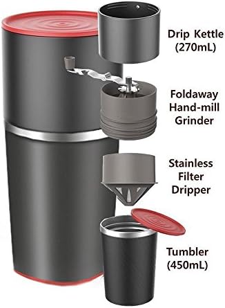 Themoemoe Manual Coffee Grinder and Bonus Portable Coffee Brewer - Unique Manual Ceramic Burr Coffee Grinder that Can Also Brew (Black)