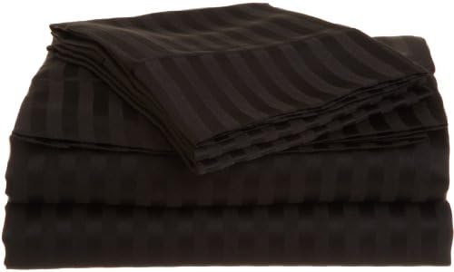 Superior 1500 Series 100% Brushed Microfiber 3-piece Twin XL Bed Sheet Set Stripe, Black - Deep Pocket, Super Soft and Wrinkle Resistant