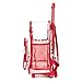 K-Cliffs Rolling Clear Backpack Heavy Duty Bookbag Quality See Through Workbag Travel Daypack Transparent School Book Bags w/Wheels Red
