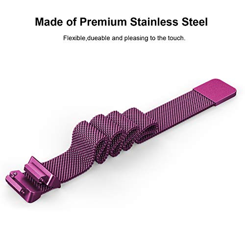 SWEES Metal Band Compatible Fitbit Inspire & Fitbit Inspire HR, Milanese Mesh Stainless Steel Magnetic Replacement Band Accessories Small Large for Women Men, Silver, Black, Lilac, Sangria, Champagne - Thumbnail 3