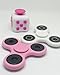 Fidget Cube + Fidget Hand Spinner 3 PC Set Pink White Combo Bulk Multiple Tri-Spinner EDC Stress Desk Classroom Fidgeting Brain Focus Desk Toy Reliever Autism Kids Adults Relax 2 Spinners